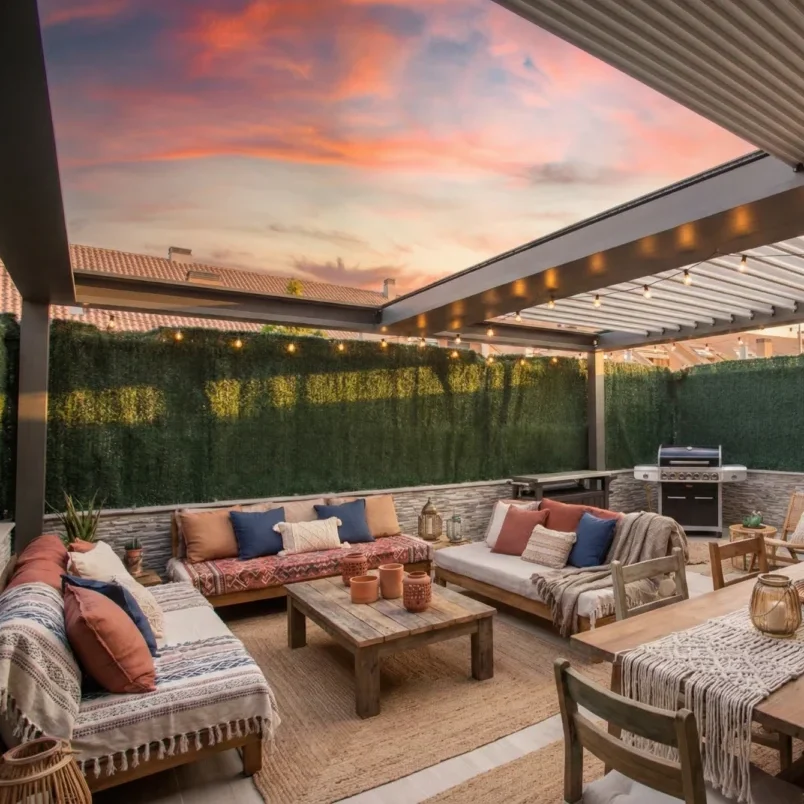 pérgola con techo retractil