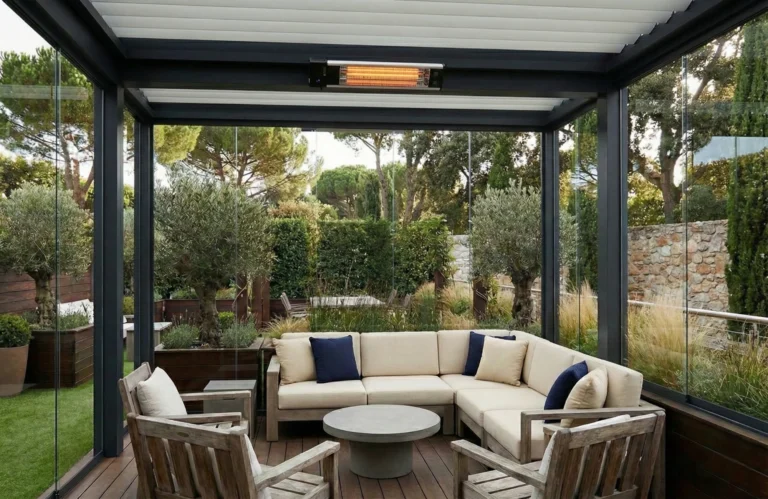 Pérgola bioclimatizada con calefacción