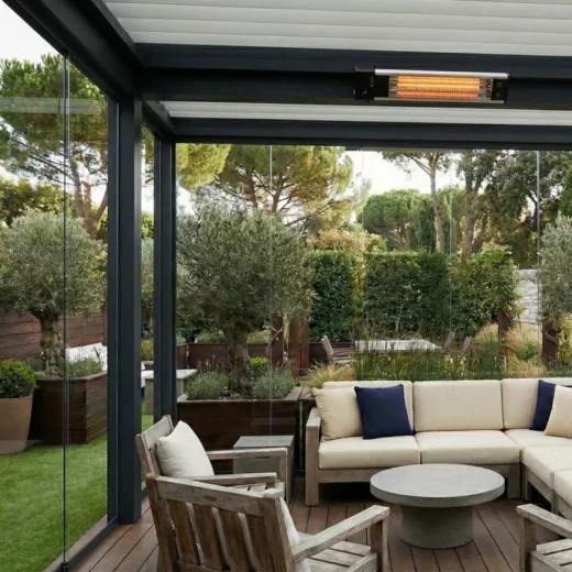 Pérgola bioclimatizada con calefacción